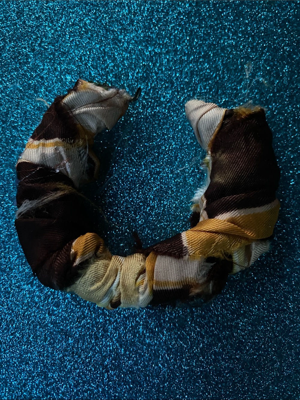 Striped Fabric Wrap Bracelet in Black and Yellow